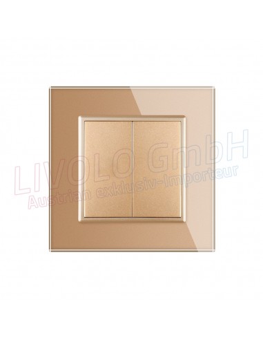 Kombination Livolo Doppel - Blindabdeckung mit Glass Rahmen, Gold