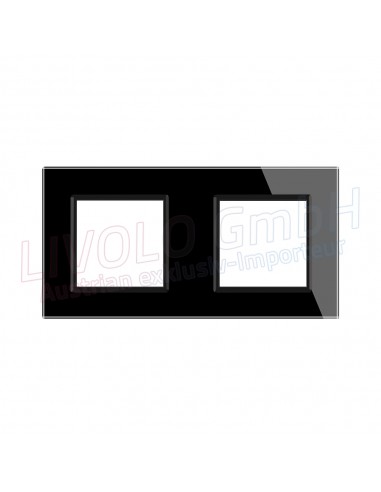 Livolo Glass Rahmen für Steckdose SCHUKO und Anschlussbuchse, 2Fach
 Farbe-Schwarz
