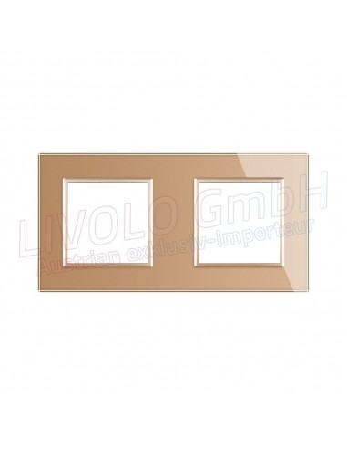 Livolo Glass Rahmen für Steckdose SCHUKO und Anschlussbuchse, 2Fach
 Farbe-Gold
