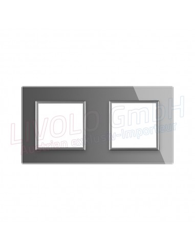 Livolo Glass Rahmen für Steckdose SCHUKO und Anschlussbuchse, 2Fach
 Farbe-Silber