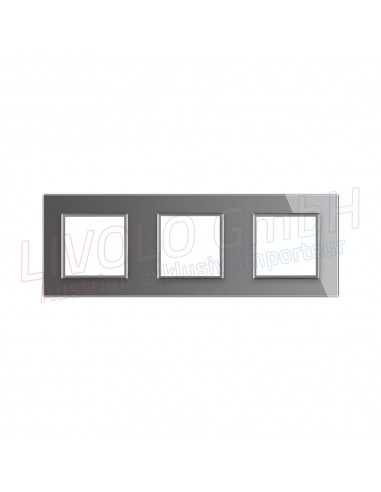 Livolo Glass Rahmen für Steckdose SCHUKO und Anschlussbuchse, 3Fach
 Farbe-Silber