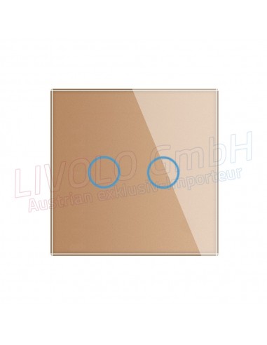 Kombination Livolo Touch Serienschalter mit Glass Rahmen, Gold, 2gang