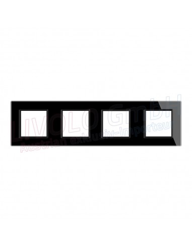 Livolo Glass Rahmen für Steckdose SCHUKO und Anschlussbuchse, 4Fach
 Farbe-Schwarz